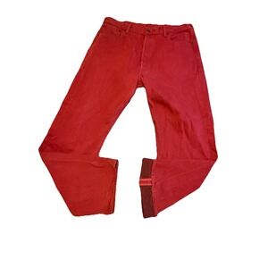Levis 501 Jeans Selvedge Denim Men's 38 x 34‎ Red Button Fly Straight Leg EUC
